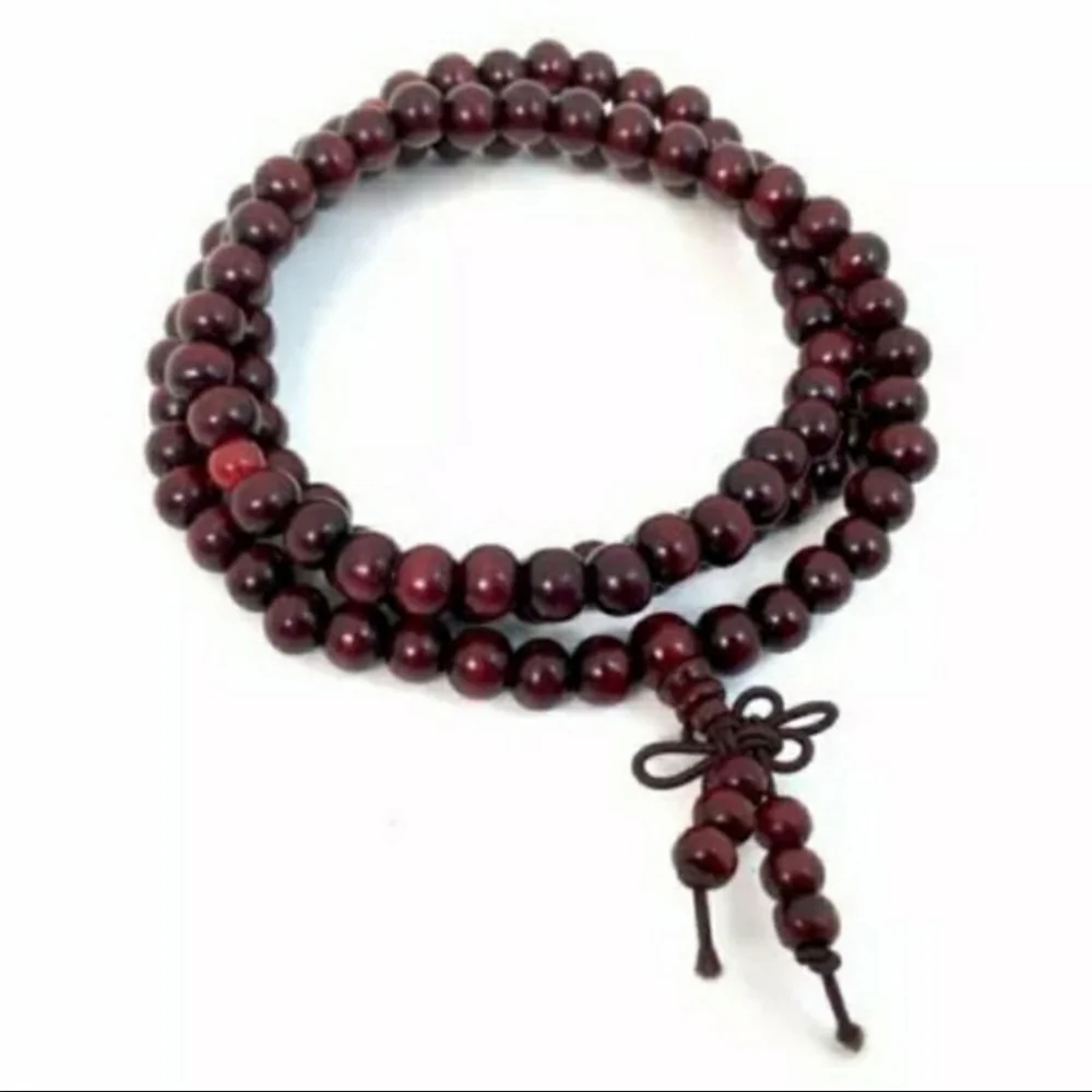 Mala Bead Yoga Sandalwood Wood Bracelet Red or Black Rosewood Bracelets